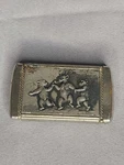 Vintage Vesta Case With Bear Pattern And Ornate Frame Design. Fixed Price $140.00.