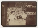 Teenage Girls Play Acoustic Guitar, Parlor, Wallpaper, Old Cabinet Card Photo. Fixed Price $24.00.