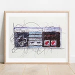 Nes Controller Ballpoint Pen Print, Video Game Art Poster. Fixed Price $17.99.