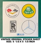 Corvette - Lotus Rolls Royce Mercedes Vintage Original Decal Sticker Sheet. Fixed Price $5.81.