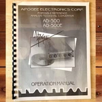 Apogee Analog To Digital Converter Owner's Manual & User Guide AD-500E. Fixed Price $19.99.