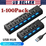 Usb Hub 7 Port On/off Switch High Speed Splitter Ac Adapter Cable Pc Laptop Lot. Fixed Price $203.42.