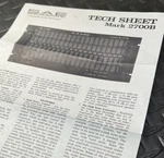 Sae Vintage Electronics: Mark 2700B Equalizer Tech Sheet J01076. Fixed Price $12.95.