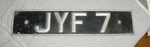 Orig British English License Plat Tag "jyf 7" 40S 1950S Rolls-royce Bentley Jag. Fixed Price $69.00.