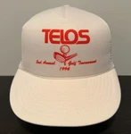 Vintage 1994 Telos 2ND Annual Golf Tournament Trucker Hat White Rope. Fixed Price $5.99.