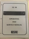 Rane Ge 30 Operating Service Manual M1. Fixed Price $24.95.
