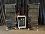 Qsc Wideline Wl 2102 Array Speaker Package With Amplifiers And Accessories. Fixed Price $38000.00.