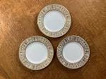 Wedgwood Gold Florentine Three Cream And White 6" Bread Plates W4220. Fixed Price $39.60.