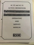 Rane 22 23 Active Crossovers Operating Service Manual M1. Fixed Price $24.95.