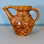Vintage Handmade Ste Agathe Studio Pottery Pitcher With Sgraffito Star Folk Art. Fixed Price $49.95.