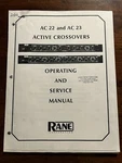 Rane Corporation AC22 AC23 Active Crossover Operating Service Manual Copy. Fixed Price $24.99.