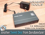 Kramer 104LN 1:4 Composite Video Differential Line Amplifier With Power Supply. Fixed Price $24.99.