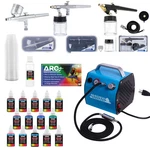 Pro 3 Airbrush System Kit Compressor 12 Color Paint Set Hobby Art. Fixed Price $196.99.