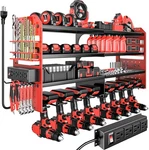 Tool Storage Rack With 8 Cordless Drill Holder Screwdriver Hammer(red). Fixed Price $105.99.